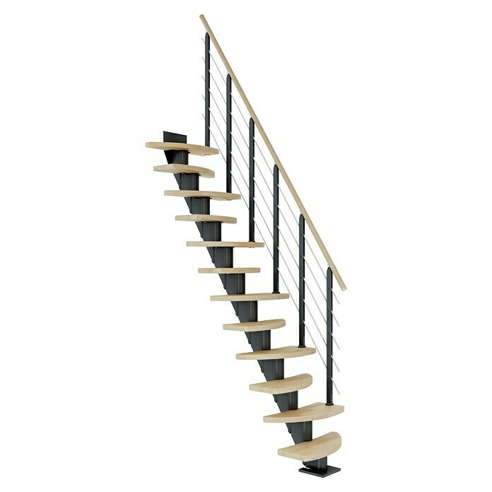 Dolle Mittelholmtreppe Berlin (Breite: 64 cm, Variabel, Anthrazitgrau, Farbe Stufen: Buche Natur, Geschosshöhe: 240 cm - 292 cm) | BAUHAUS