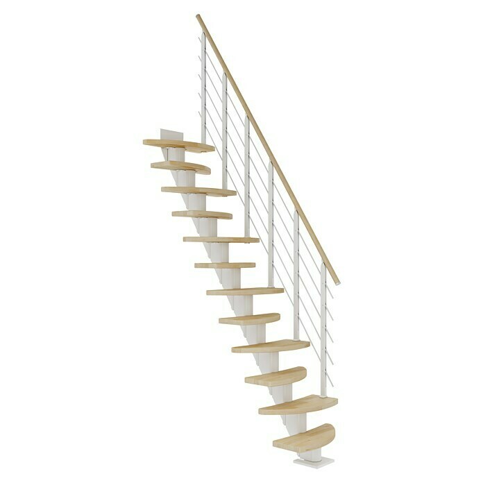 Dolle Mittelholmtreppe Berlin (Breite: 64 cm, Variabel, Verkehrsweiß, Farbe Stufen: Buche Natur, Geschosshöhe: 203 cm - 247 cm) | BAUHAUS