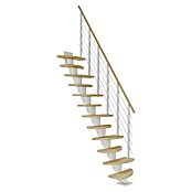 Dolle Mittelholmtreppe Berlin (Breite: 64 cm, Variabel, Weiß, Farbe Stufen: Buche Natur, Geschosshöhe: 222 cm - 270 cm) | BAUHAUS