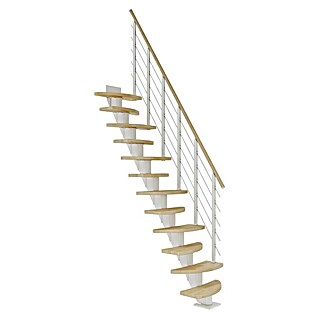 Dolle Mittelholmtreppe Berlin (Breite: 64 cm, Variabel, Verkehrsweiß, Farbe Stufen: Buche Natur, Geschosshöhe: 240 cm - 292 cm)