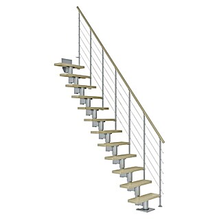 Dolle Mittelholmtreppe Dublin (Breite: 65 cm, Gerade, Perlgrau, Farbe Stufen: Ahorn Natur, Geschosshöhe: 222 cm - 270 cm)