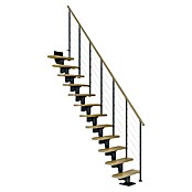 Dolle Mittelholmtreppe Dublin (Breite: 75 cm, Anthrazitgrau, Gerade, Farbe Stufen: Eiche Natur, Geschosshöhe: 222 cm - 270 cm, Edelstahlgeländer) | BAUHAUS