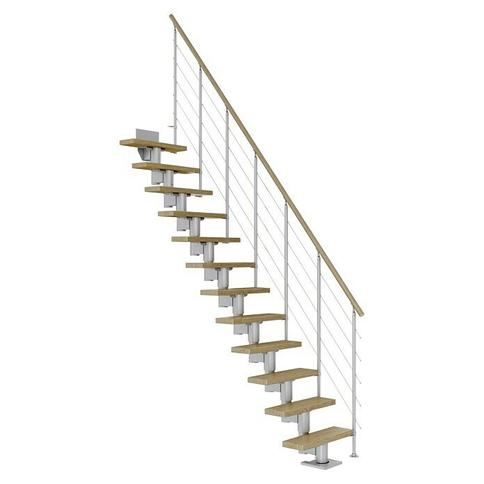 Dolle Mittelholmtreppe Dublin (Breite: 65 cm, Gerade, Perlgrau, Farbe Stufen: Eiche Natur, Geschosshöhe: 240 cm - 292 cm) | BAUHAUS