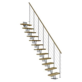 Dolle Mittelholmtreppe Dublin (Breite: 65 cm, Gerade, Perlgrau, Farbe Stufen: Eiche Natur, Geschosshöhe: 240 cm - 292 cm)