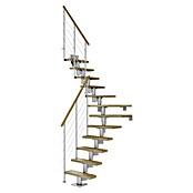 Dolle Mittelholmtreppe Dublin (Breite: 75 cm, 1/2-gewendelt, Perlgrau, Farbe Stufen: Eiche Natur, Geschosshöhe: 240 cm - 292 cm) | BAUHAUS