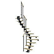 Dolle Mittelholmtreppe Dublin (Breite: 65 cm, 1/2-gewendelt, Anthrazitgrau, Farbe Stufen: Ahorn Natur, Geschosshöhe: 240 cm - 292 cm) | BAUHAUS