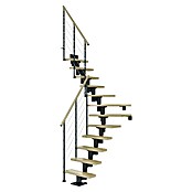 Dolle Mittelholmtreppe Dublin (Breite: 75 cm, 1/4-gewendelt, Anthrazitgrau, Farbe Stufen: Ahorn Natur, Geschosshöhe: 222 cm - 270 cm) | BAUHAUS