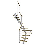 Dolle Mittelholmtreppe Dublin (Breite: 65 cm, 1/2-gewendelt, Perlgrau, Farbe Stufen: Eiche Natur, Geschosshöhe: 259 cm - 315 cm) | BAUHAUS