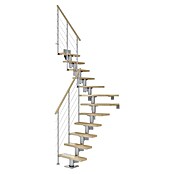 Dolle Mittelholmtreppe Dublin (Breite: 65 cm, 1/4-gewendelt, Perlgrau, Farbe Stufen: Buche Natur, Geschosshöhe: 240 cm - 292 cm) | BAUHAUS