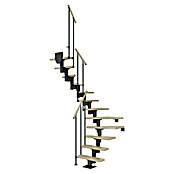 Dolle Mittelholmtreppe Dublin (Breite: 69 cm, 1/2-gewendelt, Anthrazitgrau, Farbe Stufen: Ahorn Natur, Geschosshöhe: 259 cm - 315 cm) | BAUHAUS