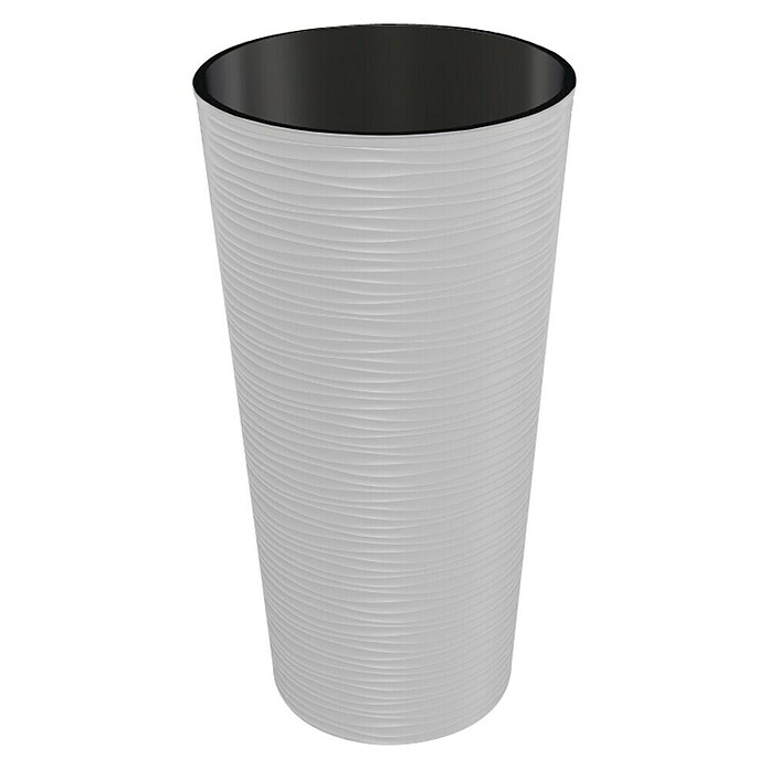 Visoka okrugla posuda za biljke Aurora  (Vanjska dimenzija (ø x V): 30 x 57 cm, Plastika, Bijele boje, strukturni izgled) | BAUHAUS