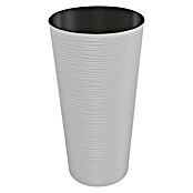 Visoka okrugla posuda za biljke Aurora  (Vanjska dimenzija (ø x V): 30 x 57 cm, Plastika, Bijele boje, strukturni izgled) | BAUHAUS