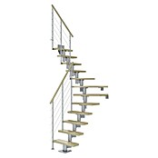 Dolle Mittelholmtreppe Dublin (Breite: 65 cm, 1/4-gewendelt, Perlgrau, Farbe Stufen: Ahorn Natur, Geschosshöhe: 240 cm - 292 cm) | BAUHAUS