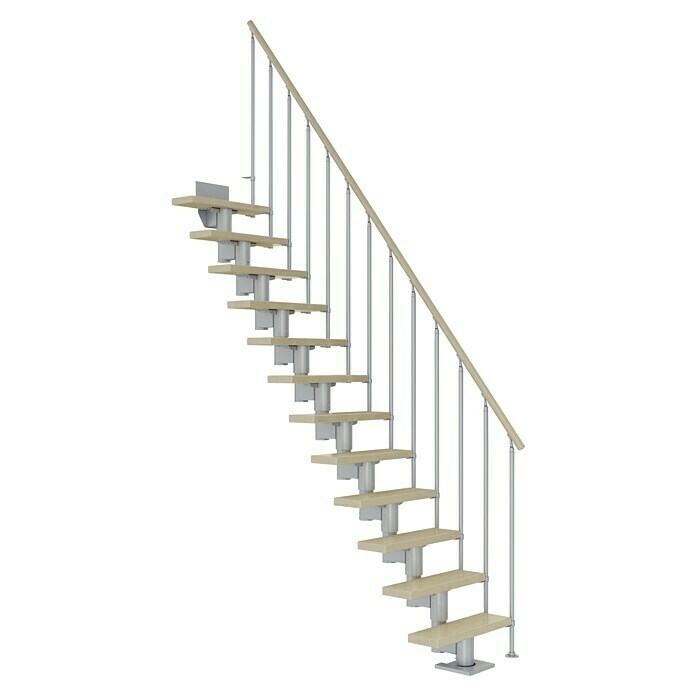 Dolle Mittelholmtreppe Dublin (Breite: 69 cm, Gerade, Perlgrau, Farbe Stufen: Ahorn Natur, Geschosshöhe: 240 cm - 292 cm) | BAUHAUS