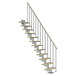 Dolle Mittelholmtreppe Dublin (Breite: 79 cm, Gerade, Perlgrau, Farbe Stufen: Ahorn Natur, Geschosshöhe: 222 cm - 270 cm)