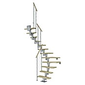 Dolle Mittelholmtreppe Dublin (Breite: 65 cm, 1/2-gewendelt, Perlgrau, Farbe Stufen: Ahorn Natur, Geschosshöhe: 278 cm - 337 cm) | BAUHAUS