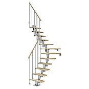 Dolle Mittelholmtreppe Dublin (Breite: 75 cm, Perlgrau, 1/4-gewendelt, Farbe Stufen: Buche Natur, Geschosshöhe: 240 cm - 292 cm, Einzelstabgeländer) | BAUHAUS