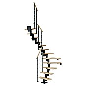 Dolle Mittelholmtreppe Dublin (Breite: 75 cm, Anthrazitgrau, 1/2-gewendelt, Farbe Stufen: Buche Natur, Geschosshöhe: 240 cm - 292 cm, Edelstahlgeländer) | BAUHAUS