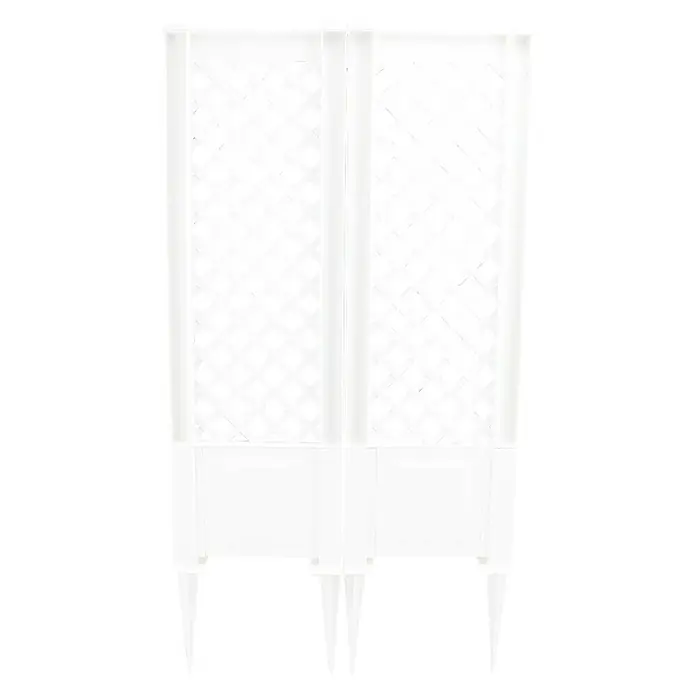 KHW Rankgitter 2er-Set - L x H: 43 x 137 cm, Weiß - Weißes Gitterelement für den Garten. Das Element ist aus Kunststoff gefertigt und verfügt über Erdspieße zur einfachen Montage.