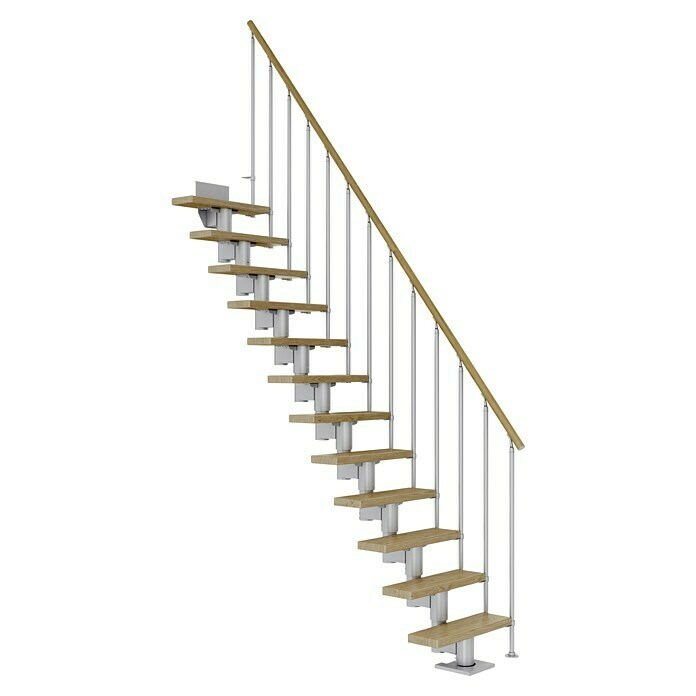 Dolle Mittelholmtreppe Dublin (Breite: 69 cm, Gerade, Perlgrau, Farbe Stufen: Eiche Natur, Geschosshöhe: 240 cm - 292 cm) | BAUHAUS