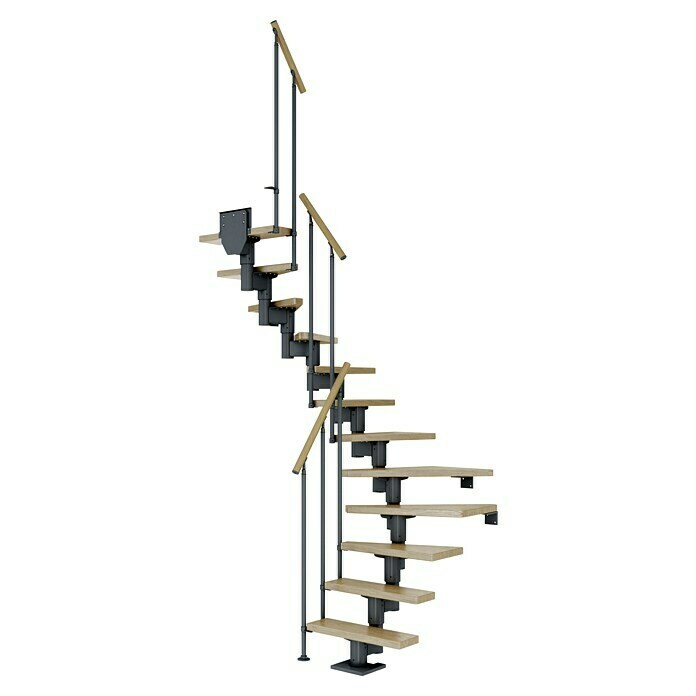 Dolle Mittelholmtreppe Dublin (Breite: 79 cm, 1/2-gewendelt, Anthrazitgrau, Farbe Stufen: Eiche Natur, Geschosshöhe: 259 cm - 315 cm) | BAUHAUS