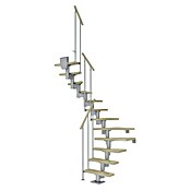 Dolle Mittelholmtreppe Dublin (Breite: 79 cm, 1/2-gewendelt, Perlgrau, Farbe Stufen: Ahorn Natur, Geschosshöhe: 259 cm - 315 cm) | BAUHAUS