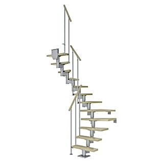 Dolle Mittelholmtreppe Dublin (Breite: 79 cm, 1/2-gewendelt, Perlgrau, Farbe Stufen: Ahorn Natur, Geschosshöhe: 240 cm - 292 cm)