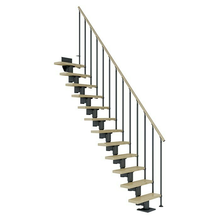 Dolle Mittelholmtreppe Dublin (Breite: 69 cm, Gerade, Anthrazitgrau, Farbe Stufen: Ahorn Natur, Geschosshöhe: 259 cm - 315 cm) | BAUHAUS