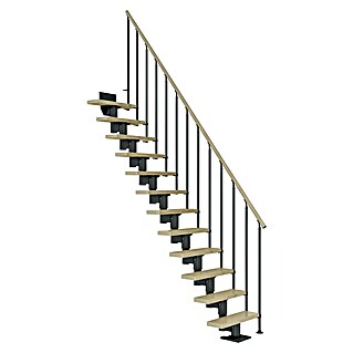 Dolle Mittelholmtreppe Dublin (Breite: 79 cm, Gerade, Anthrazitgrau, Farbe Stufen: Ahorn Natur, Geschosshöhe: 222 cm - 270 cm)