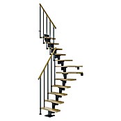 Dolle Mittelholmtreppe Dublin (Breite: 65 cm, Anthrazitgrau, 1/4-gewendelt, Farbe Stufen: Eiche Natur, Geschosshöhe: 240 cm - 292 cm, Einzelstabgeländer) | BAUHAUS