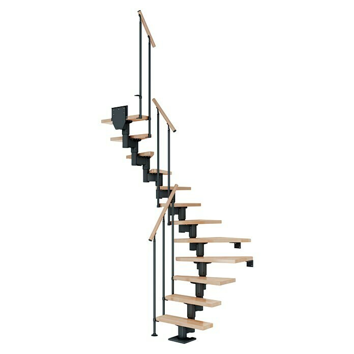 Dolle Mittelholmtreppe Dublin (Breite: 69 cm, 1/2-gewendelt, Anthrazitgrau, Farbe Stufen: Buche Natur, Geschosshöhe: 240 cm - 292 cm) | BAUHAUS