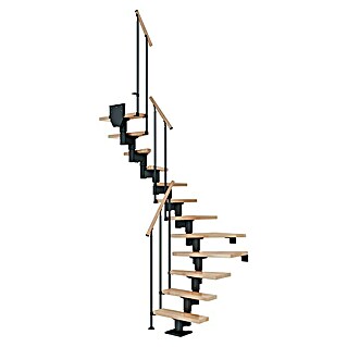 Dolle Mittelholmtreppe Dublin (Breite: 79 cm, 1/2-gewendelt, Anthrazitgrau, Farbe Stufen: Buche Natur, Geschosshöhe: 222 cm - 270 cm)