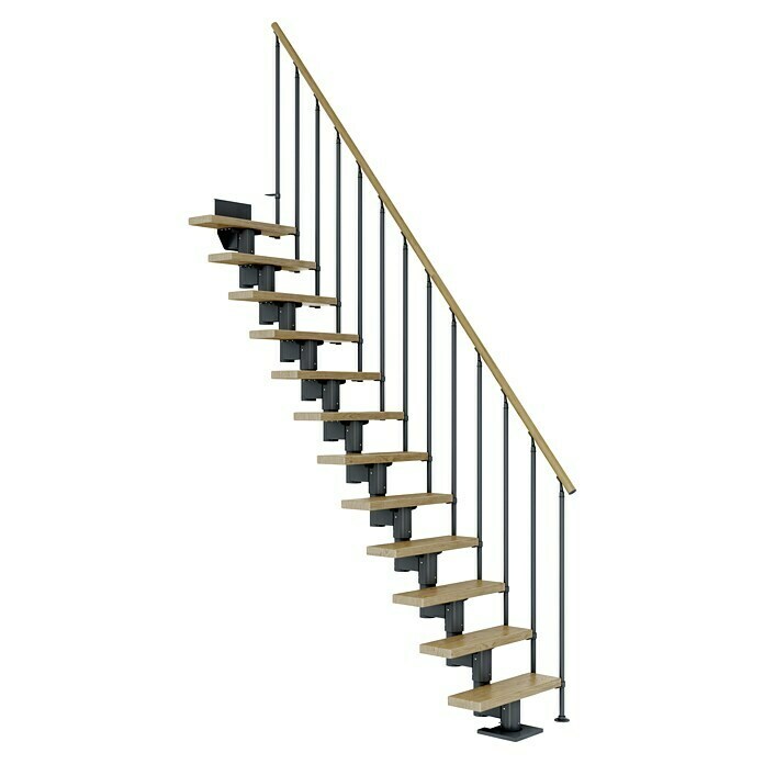 Dolle Mittelholmtreppe Dublin (Breite: 69 cm, Gerade, Anthrazitgrau, Farbe Stufen: Eiche Natur, Geschosshöhe: 278 cm - 337 cm) | BAUHAUS