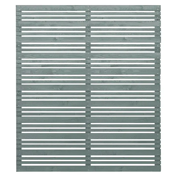 Sichtschutzelement Gotland - B x H: 179 x 179 cm - Graue Holzwand mit horizontalen Latten und kleinen Abständen für den Außenbereich als Sichtschutz oder Dekoration.