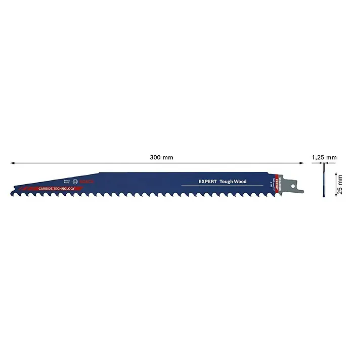 Bosch Expert Säbelsägeblatt Tough Wood S 1242 KHM - Länge: 300 mm - Bosch Expert Tough Wood Säbelsägeblatt mit Carbide Technology für robuste Holzschnitte.