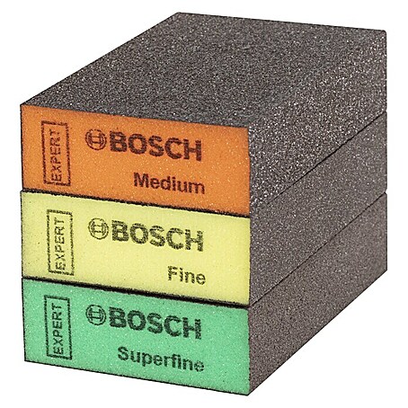 Bosch Professional Expert Schleifschwamm (Korngröße: Mittel, L x B x H: 97 x 69 x 26 mm, 3 -tlg.)