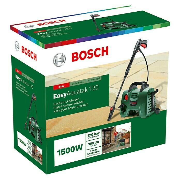 Bosch Hochdruckreiniger EasyAquatak 1201.500 W, Max. Druck: 120 bar, Fördermenge: Max. 350 l/h Diagonal View