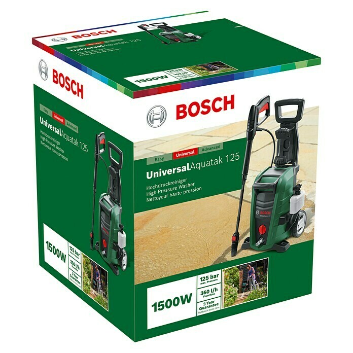 Bosch Hochdruckreiniger UniversalAquatak 1251.500 W, Max. Druck: 125 bar, Fördermenge: Max. 360 l/h Diagonal View