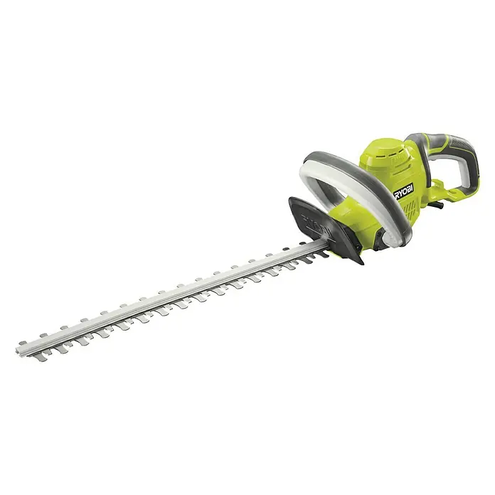 Ryobi Elektro-Heckenschere RHT4550 - 450 W, Schnittlänge: 50 cm, Max. Aststärke: 20 mm - Eine Ryobi Akku-Heckenschere ist abgebildet, die sich perfekt für den mühelosen Heckenschnitt eignet und ein sauberes, professionelles Ergebnis liefert.