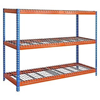 Simonrack Ecoforte Metall-Schwerlastregal Rex (H x B x T: 200 x 180 x 60 cm, Traglast: 400 kg/Boden, Anzahl Böden: 3 Stk., Stecken, Blau/Orange)