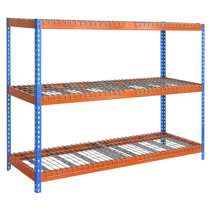 Simonrack Simontaller Schwerlastregal Ecoforte Rex - H x B x T: 200 x 180 x 60 cm, Traglast pro Boden: 400 kg, Anzahl Böden: 3 Stk., Stecken, Blau/Orange - Dreistufiges Lagerregal mit robustem Design, ideal für Werkstatt oder Lager. Optimale Lösung zur Lagerung, übersichtlich und stabil.