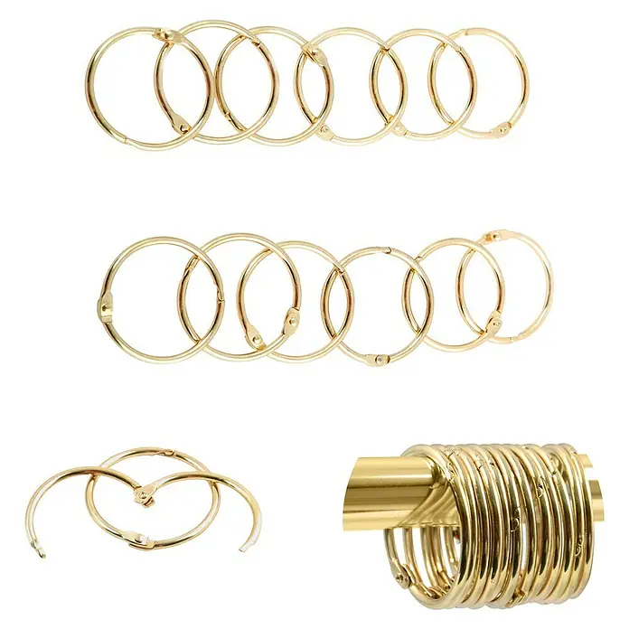 Spirella Anilla para cortina de ducha - Oro, Metal - Anillas doradas para encuadernar, ideales para organizar documentos. Las anillas son robustas y fáciles de abrir y cerrar.