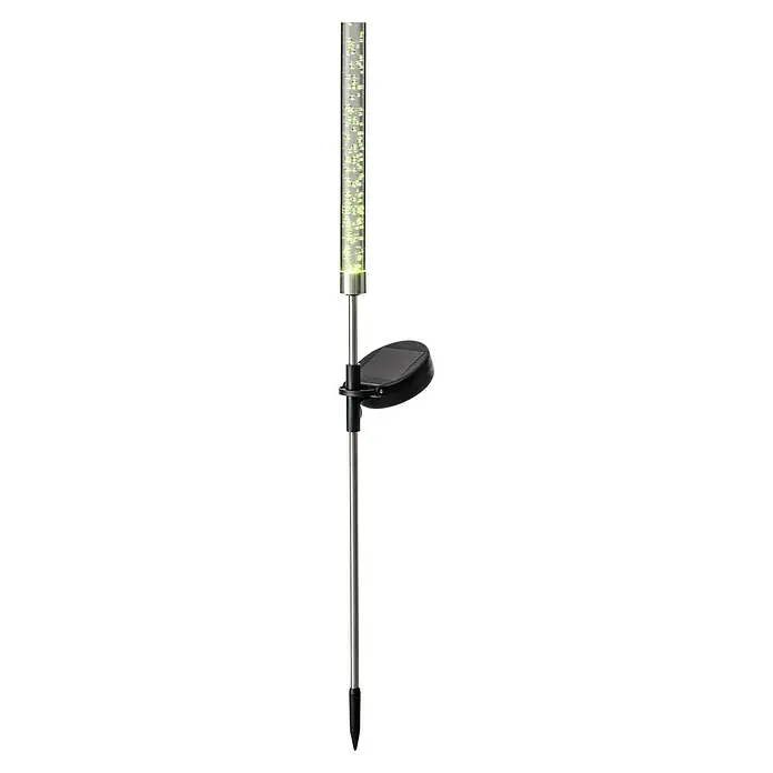 BAUHAUS Lámpara decorativa solar Bubble - 0,06 W, Transparente, IP44 - Luz solar con vara y cuerpo de vidrio con puntos de luz y panel solar para el jardín o la terraza.