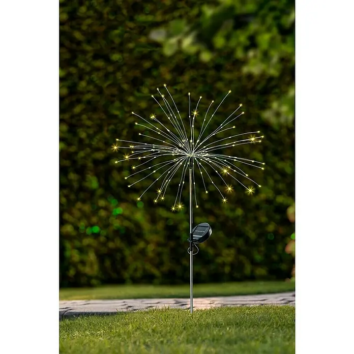 BAUHAUS Solarleuchte FeuerwerkHöhe: 90 cm, IP44, Lichtfarbe: Warmweiß - Garten-Solarleuchte mit warmweißen LEDs in Sternform, ideal zur Dekoration von Rasenflächen und Gärten.