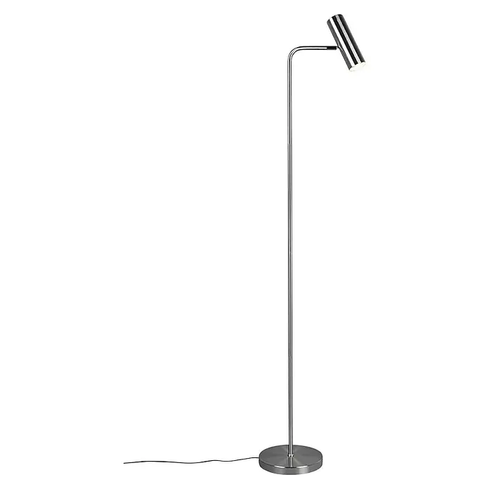 Trio Lighting Marley Lámpara de pie - 5 W, Altura: 151 cm, Níquel, Níquel, GU10 - Elegante lámpara de pie cromada con foco ajustable para iluminación dirigida. Un diseño moderno para iluminar cualquier espacio.