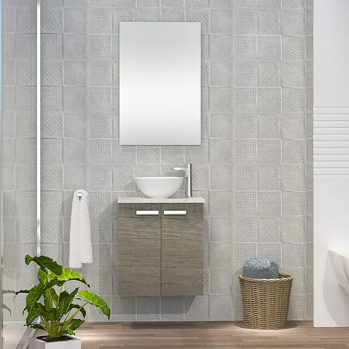 Artysan Conjunto de mueble de baño Zen - Nebraska, 3 pzs. - Un baño moderno con un elegante mueble de lavabo con un lavabo redondo encastado, perfecto para espacios compactos.