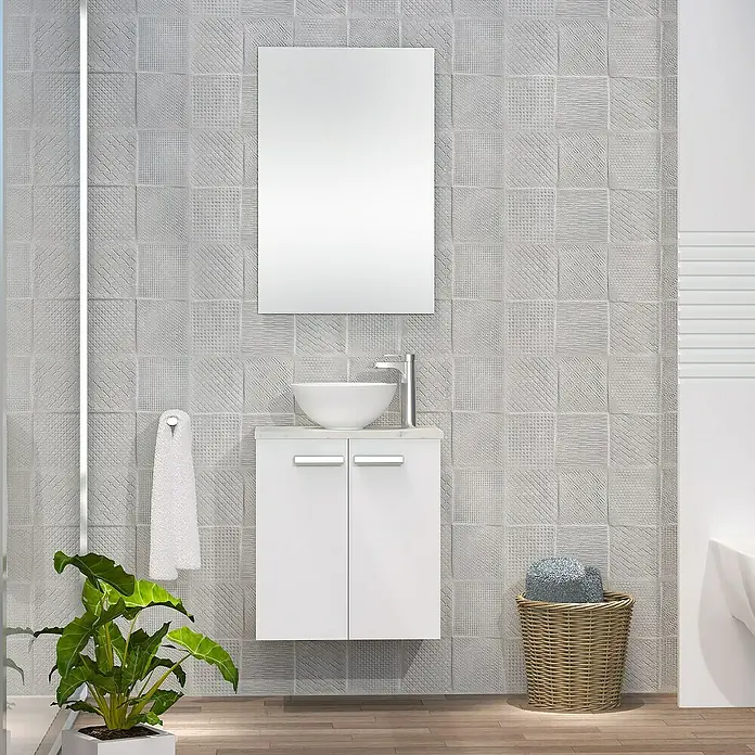 Artysan Conjunto de mueble de baño Zen - Blanco, 3 pzs. - Lavabo de baño moderno con espejo y mueble bajo lavabo blanco.