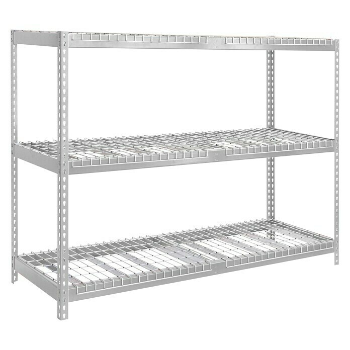 Simonrack Simontaller Schwerlastregal Ecoforte Rex (H x B x T: 200 x 180 x 60 cm, Anzahl Böden: 3 Stk., Stecken, Silber) | BAUHAUS