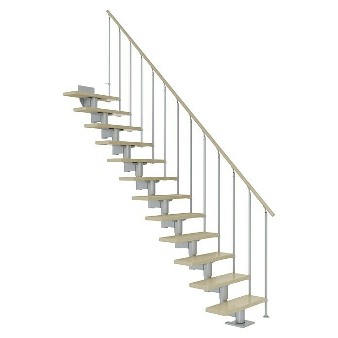 Dolle Mittelholmtreppe Cork (Breite: 79 cm, Gerade, Perlgrau, Farbe Stufen: Ahorn Natur, Geschosshöhe: 240 cm - 292 cm) | BAUHAUS