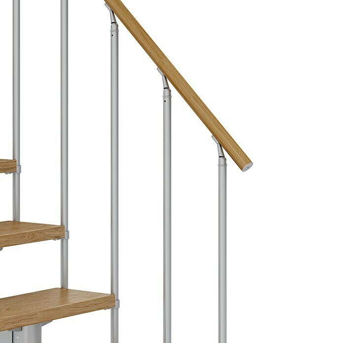 Dolle Mittelholmtreppe Cork (Breite: 79 cm, 1/4-gewendelt, Perlgrau, Farbe Stufen: Eiche Natur, Geschosshöhe: 222 cm - 270 cm) | BAUHAUS